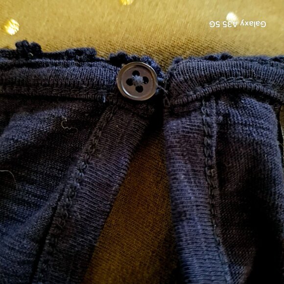 Lane Bryant Womens Navy Blue Lace Overlay Top Size 18/20 100% Cotton Knit Keyhol - Picture 8 of 9